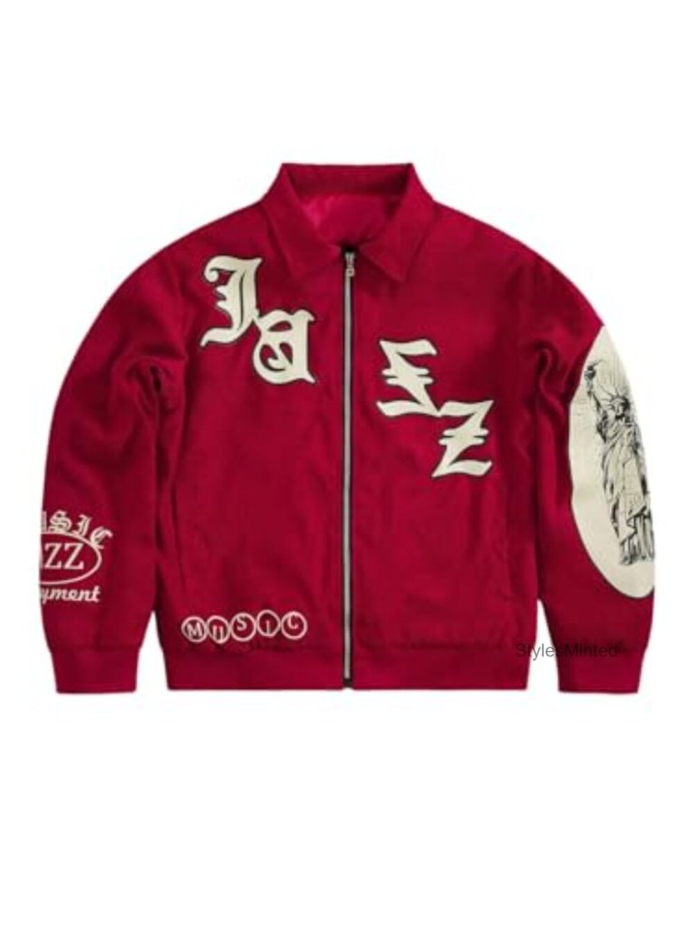 Men's Corduroy Zip Up Letter Graphic Bomber Jacket